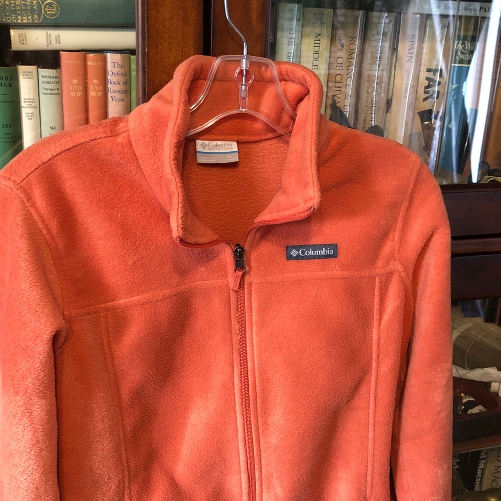 Columbia Women's Bright Orange Fleece Jacket - Full Zip Teddy